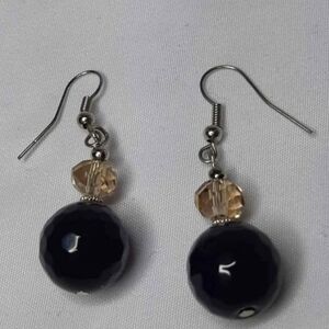 Stainless Steel Dark Purle Crystal Earrings